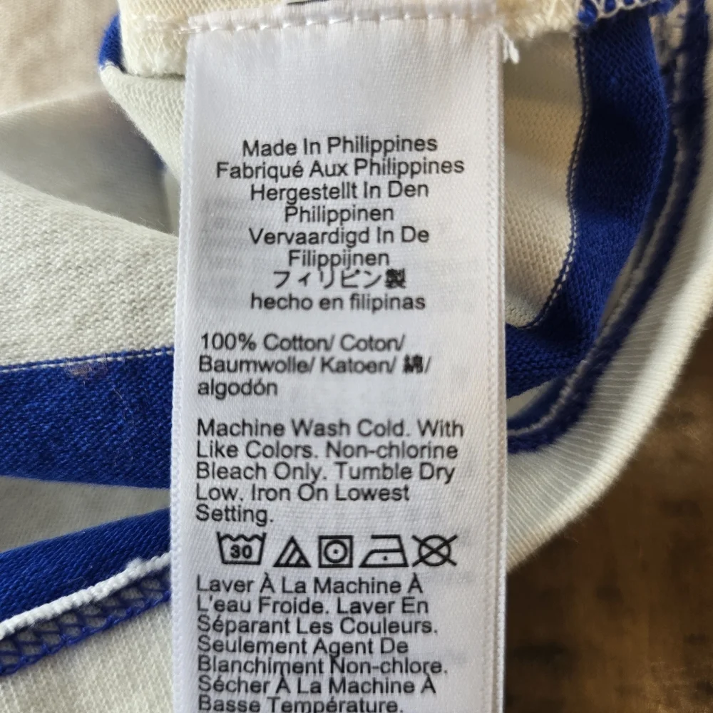 J. Crew Cropped Blue White Stripe Long Sleeve Shirt M - Picture 6 of 6